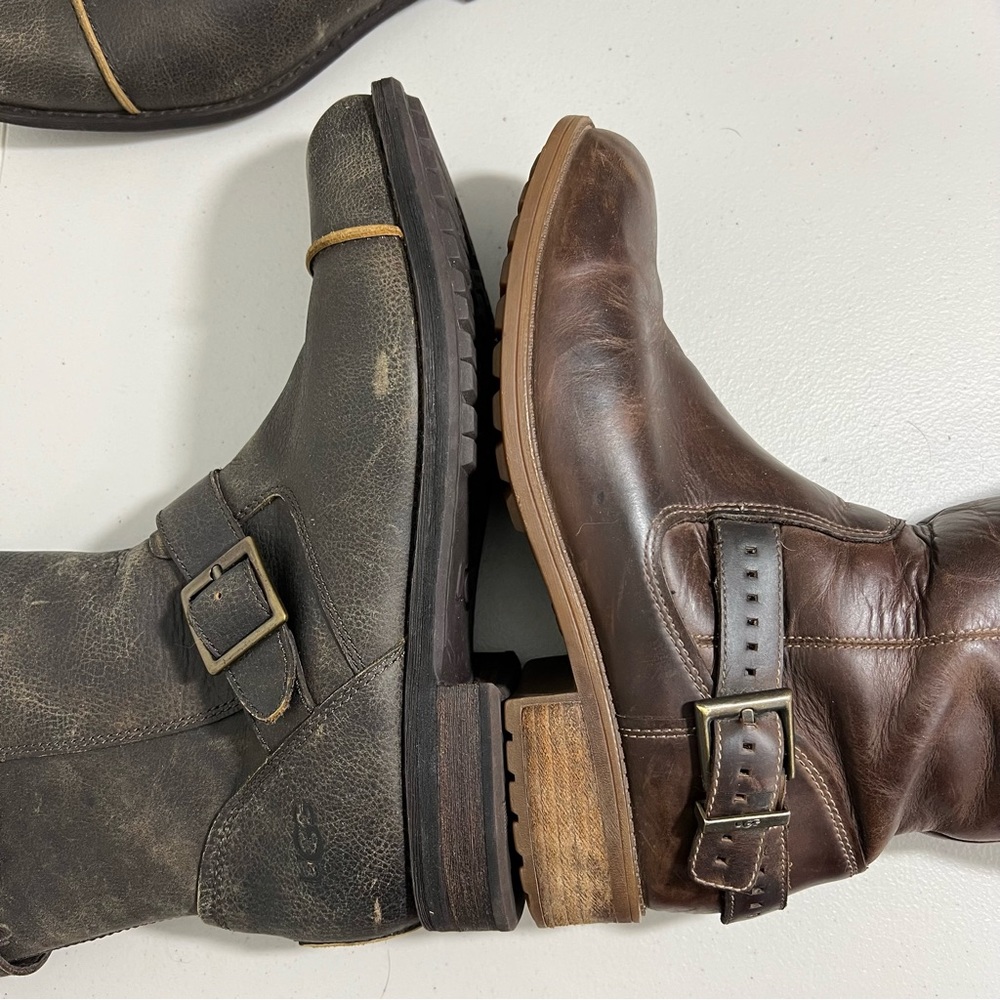 UGG Mens Brown Leather Buckled Lancing Boots - Picture 11 of 11